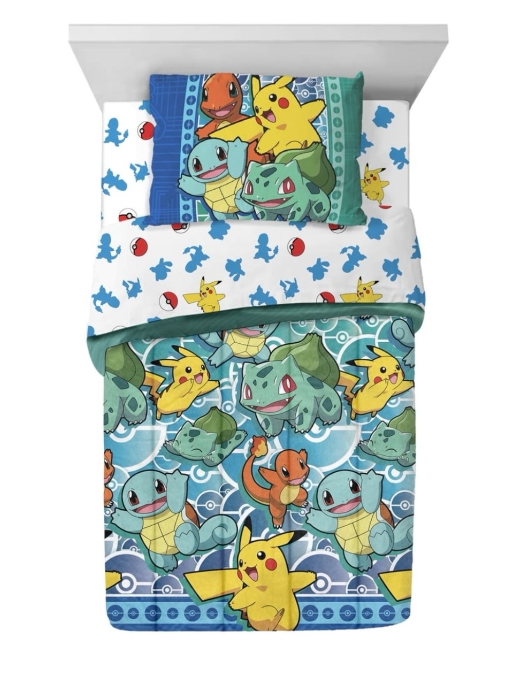 Pokémon Twin 4 Piece Comforter Sheet Set Pikachu NWT